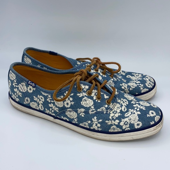 white floral keds